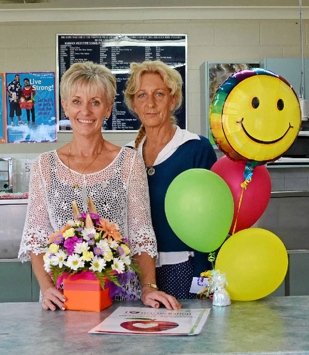 SCHOOL PROUD: Robyn Yarwood and Di Williams are the loyal women working hard behind the scenes at Warwick West State School tuckshop.